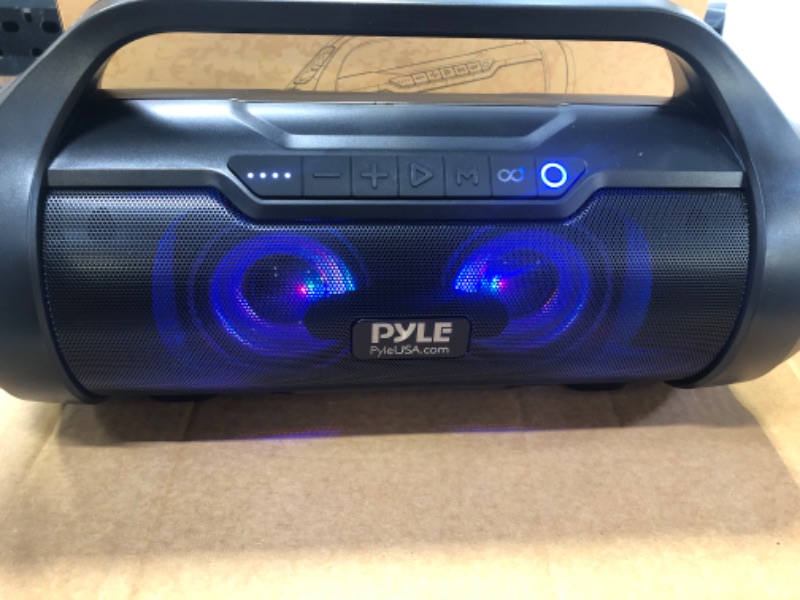 Photo 3 of Pyle Wireless Portable Bluetooth Boombox Speaker - 500W 2.0CH Rechargeable Boom Box Speaker Portable Barrel Loud Stereo System with AUX Input/USB/SD/Fm Radio, 3" Subwoofer, Voice Control - PBMWP185 BoomBox  2.0