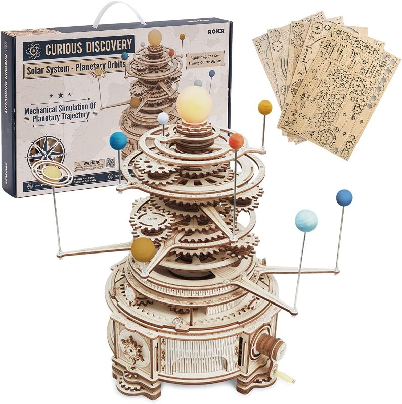 Photo 1 of ROKR 3D Wooden Puzzles Solar System Model Kit for Adults to Build Mechanical Orrery Desk Display Gift for Birthday
