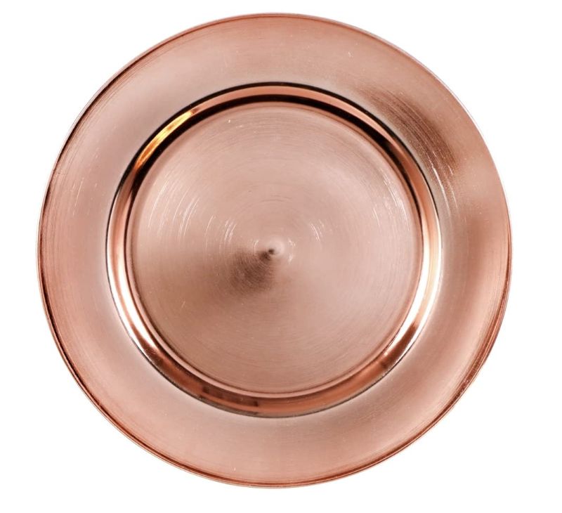Photo 1 of 12PCS Metallic Rose Gold Plastic Charger Plates - 