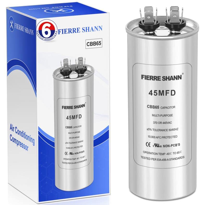 Photo 1 of 45 uf/MFD Capacitor for AC, 370-440 VAC Volts CBB65 Dual Run Round Capacitors, Air Conditioner, Swimming Pool and Fan Capacitors,6 Years Warranty(Optional uf/MFD)

