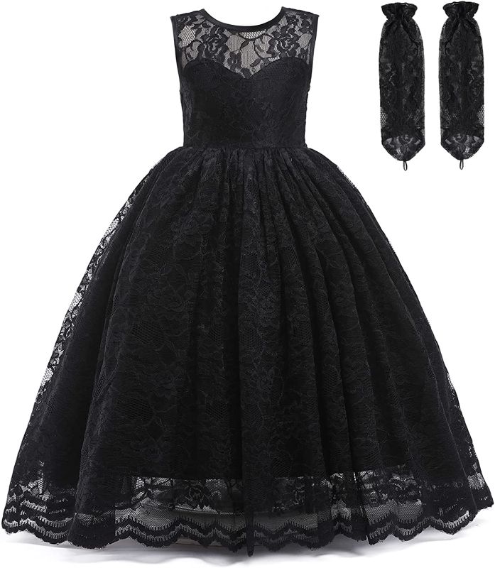 Photo 1 of Doragirl Flower Girls Dress Princess with Lace Sleeves for Wedding Party Lace Bridesmaid Dresses Formal Peageant Dance Gown. 5-6 yrs old
