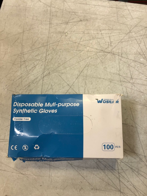 Photo 2 of Wostar Synthetic Nitrile Gloves 4Mil Pack of 100 Powder Latex Free Disposable Non-Sterile Nitrile Exam Gloves Large (Pack of 100) Blue