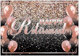 Photo 2 of Funnytree 7x5FT Rose Gold Happy Retirement Party Backdrop Pink and Gold Glitter Retire Photography Background The Aged Man Woman Banner Cake Table Decor Photobooth Supplies Gifts Props