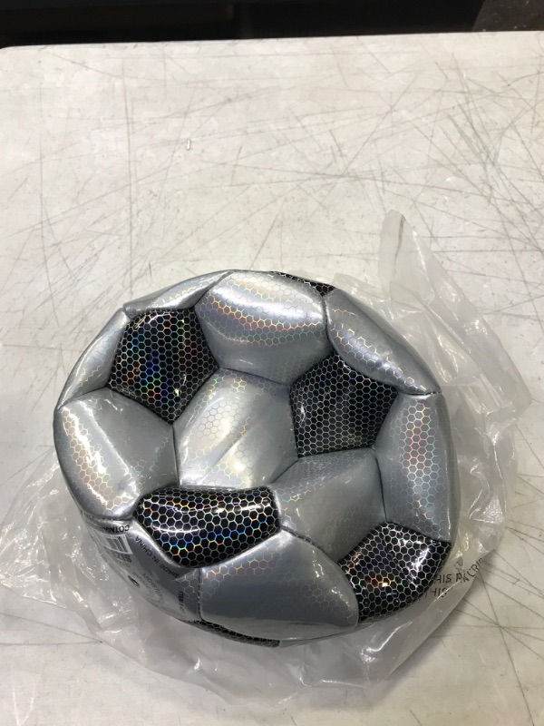 Photo 2 of Barocity Classic Black & Silver Size 5 Soccer Ball With Reflective Hex Pattern
