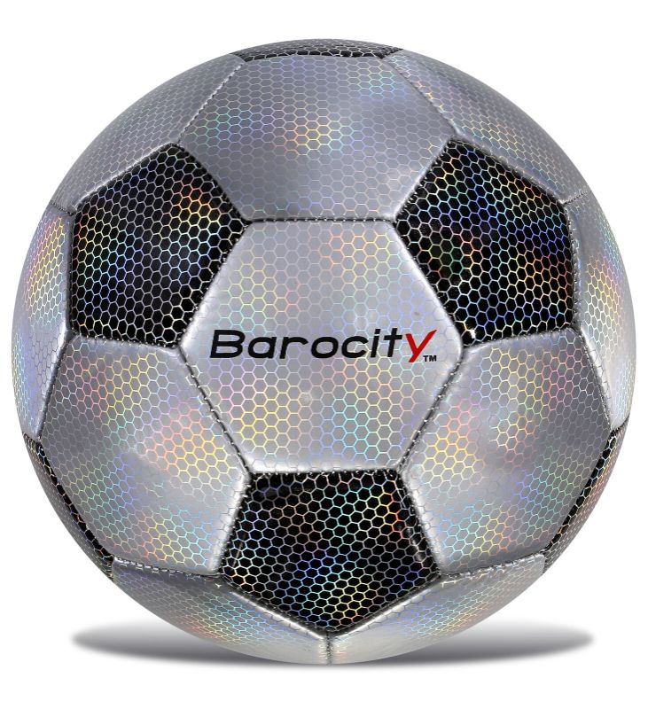 Photo 1 of Barocity Classic Black & Silver Size 5 Soccer Ball With Reflective Hex Pattern
