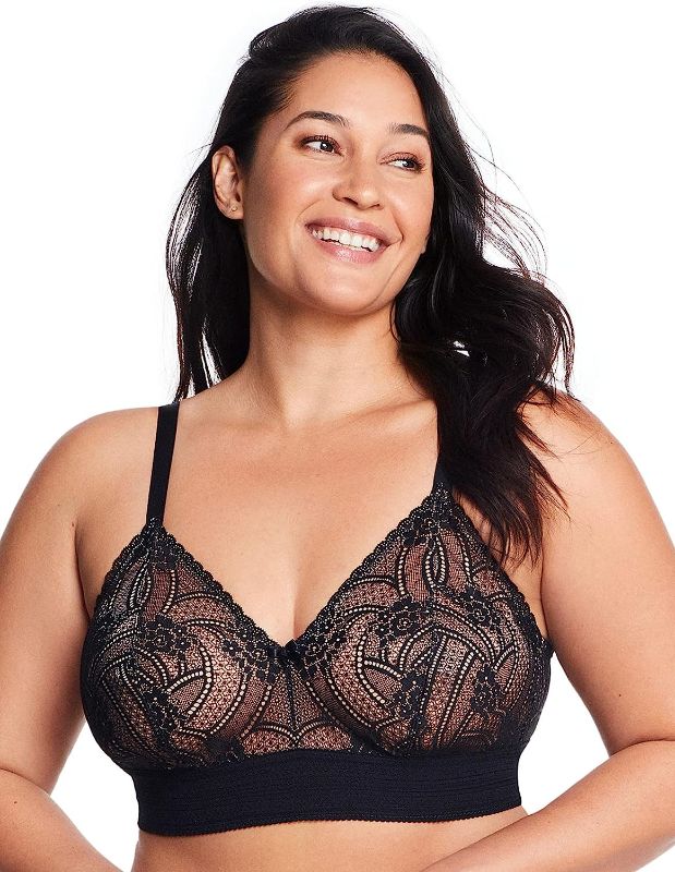 Photo 1 of Glamorise Women's Plus Size Luxe Lace Bralette Wirefree #7012. 41C
