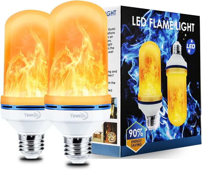 Photo 1 of Yewclls LED Flame Effect Light Bulb, 4 Modes E26 Base Fire Light Bulbs with Gravity Sensor (2-Pack)
