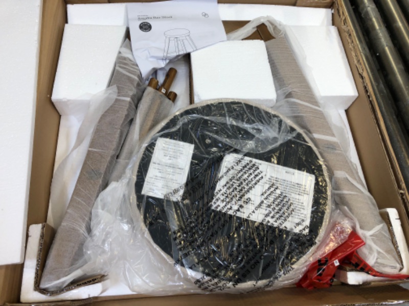 Photo 1 of Amalia Backless Kitchen Counter Height Bar Stool, Solid Wood with 360 Swivel Seat Antique Coffee/Natural Wheat Antique Coffee/Natural Wheat 1