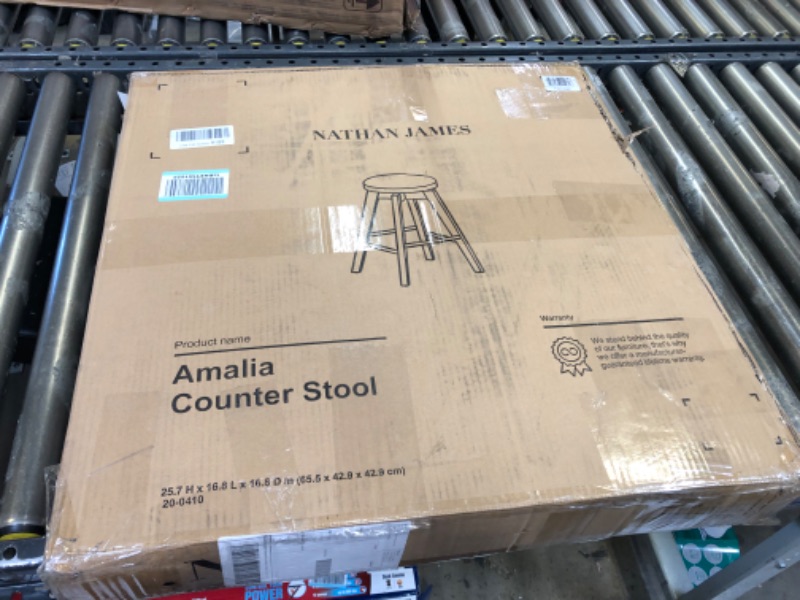 Photo 1 of Amalia Backless Kitchen Counter Height Bar Stool, Solid Wood with 360 Swivel Seat Antique Coffee/Natural Wheat Antique Coffee/Natural Wheat 1