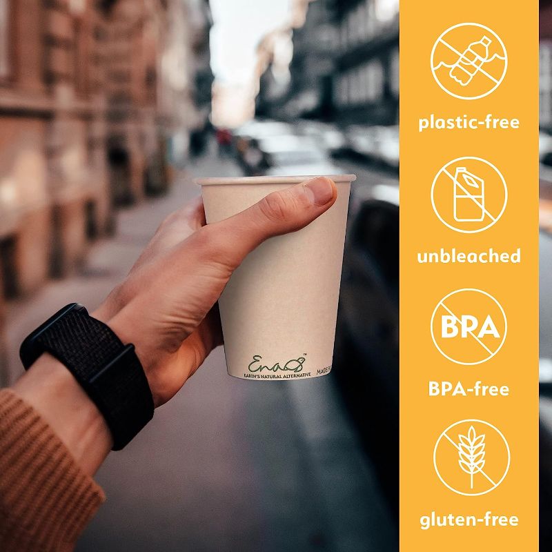 Photo 1 of 100% Compostable Disposable Coffee Cups [12oz 240 Pack] Paper Cups Made from Bamboo, Eco-Friendly, Biodegradable Premium Party Cups, Natural Unbleached by Earth's Natural Alternative
