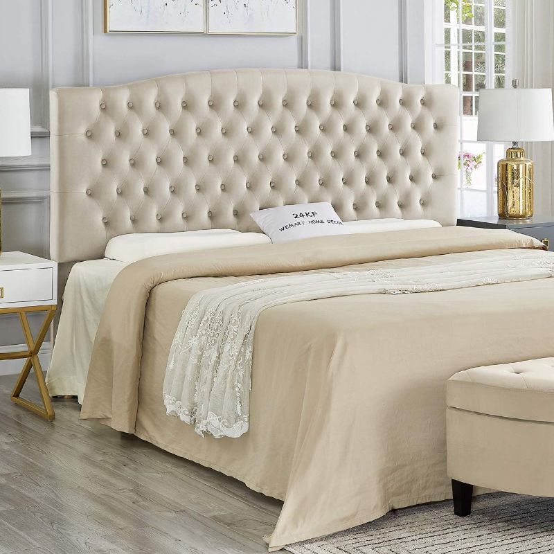 Photo 1 of 24KF Velvet Upholstered Tufted Button King Headboard and Comfortable Fashional Padded King/California King Size headboard-Taupe
