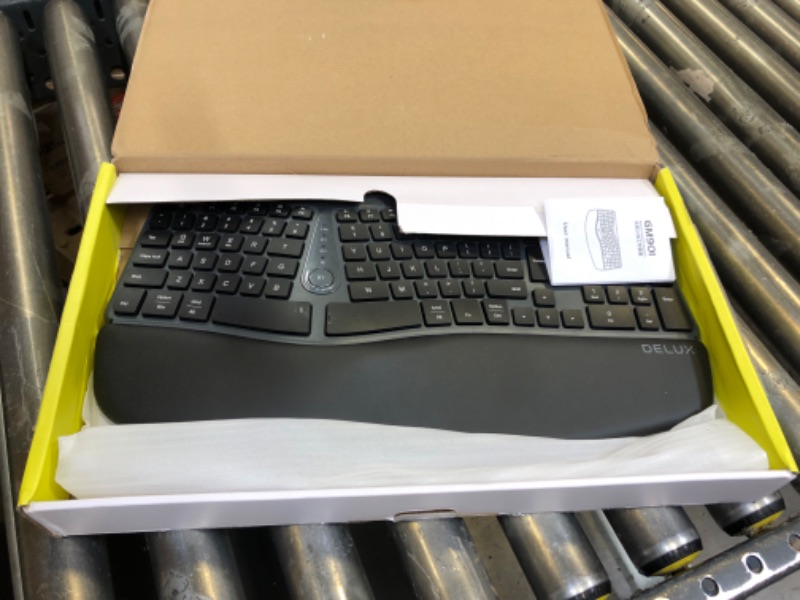 Photo 2 of DeLUX Ergonomic Keyboard, Wireless Ergo Split Keyboard with Backlit for Natural Typing and Reduce Hands Pain, USB Receiver, BT5.0, Scissor Switch and Palm Rest for Windows and Mac(GM902A-Black)
