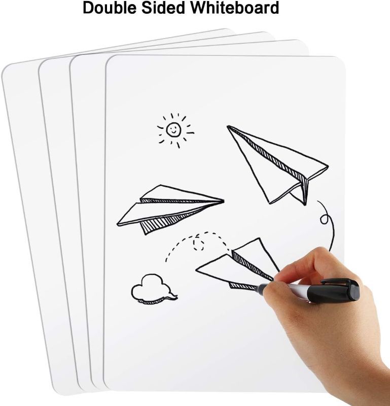 Photo 1 of Dry Erase Lapboards, 4 Pack Double Sided Dry Erase Lap Boards 9 x 12.5 Inch, 4 Markers, 4 Erasers, Small Dry Erase Boards 4 Pack Set