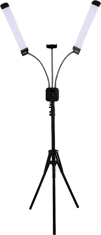 Photo 1 of (New Model) Neatfi Supreme LED Light Kit, 3600 Lumens, 40W, 3 Light Color Modes, LED Light for Make Up & Tattoo Artists, Filming & Photography with Adjustable Tripod & Flexible Phone Holder (Black)
