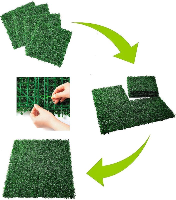 Photo 1 of 3 Pcs 20" x 20" Grass Wall Panels, Artificial Boxwood Hedges Panels, UV Protection Privacy Hedge Screen, for