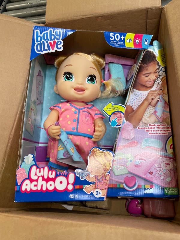 Photo 2 of Baby Alive Lulu Achoo Doll, 12-Inch Interactive Doctor Play Toy with Lights, Sounds, Movements and Tools, Kids Ages 3 and Up, Blonde Hair