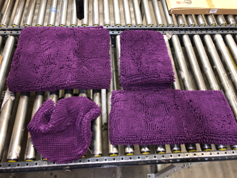 Photo 1 of 4 Piece Bath Rug Set Purple