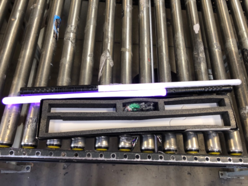 Photo 1 of Amaxshiirchy Lightsaber 2 Pack RGB 15 Colors Metal Hilt FX Light Saber attery Rechargable 2-in-1 Double-Bladed FX Dueling Light Saber Cosplay Toy 3 Sound Mode Light Sword Forge