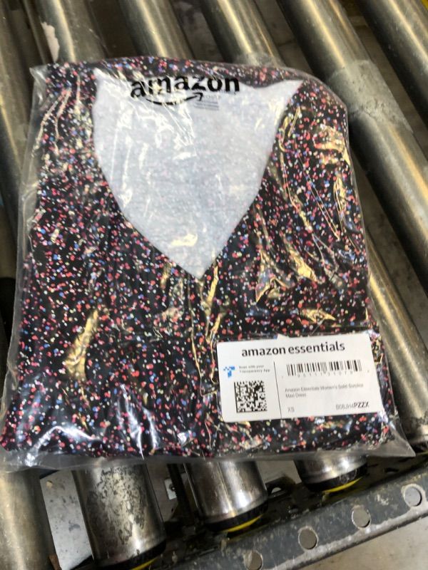 Photo 2 of Amazon Essentials Women's Waisted Maxi Dress (Available in Plus Size) Rayon Blend Black, Confetti X-Small