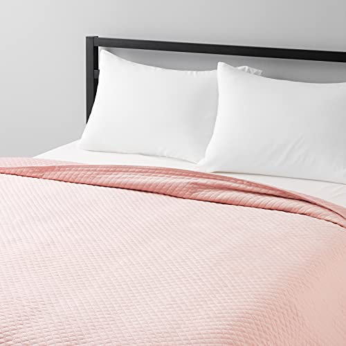 Photo 1 of 86" x 92" Amazon Basics Quilted Minky Weighted Blanket Cover (King, Blush)