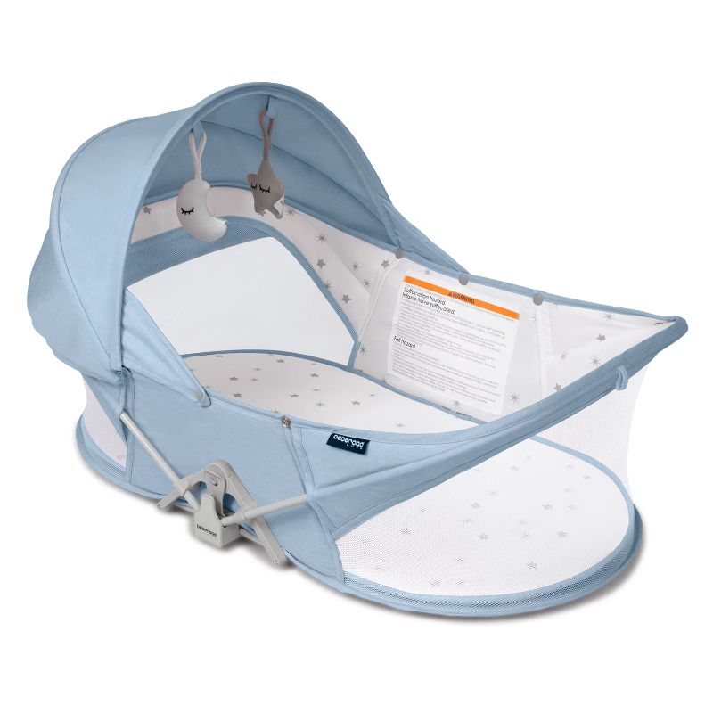 Photo 1 of Beberoad Love Baby Travel Bassinet Portable Baby Bed for Newborn Infants-Folding Bassinet in Bed Mini Crib with Mosquito Net and Canopy Lightweight Washable Foldable Blue