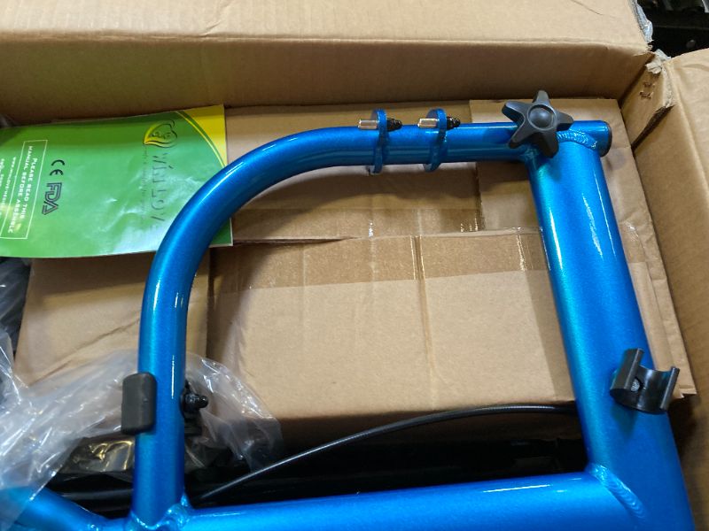 Photo 3 of 2 in 1 Rollator Walkers for Seniors with Padded Seat- Medical Transport Chair Walker with Adjustable Handle and Reversible Backrest (Blue)