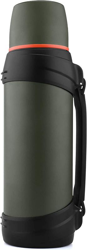 Photo 1 of 85oz Large Coffee Thermoses for Travel - Insulated Water Jug Classic Vacuum Bottle with Plastic Cup - 2.5L/0.6 Gallon Stainless Steel Thermal Insulated Beverage Bottle for Hiking Fishing(Green)