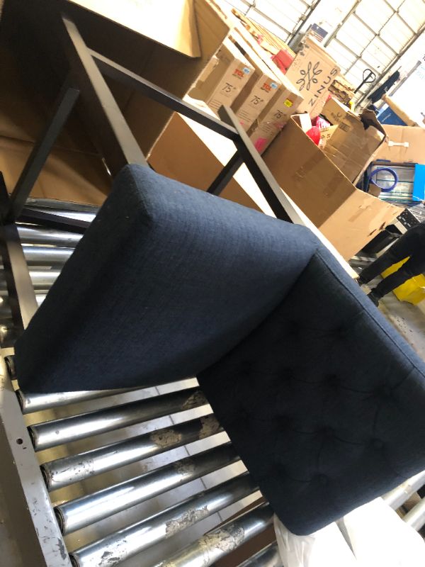 Photo 1 of Amazon Brand – Stone & Beam Carson Tufted High-Back Upholstered Counter-Height Kitchen Stool, 41"H, Navy Blue Counter Height Navy -----  MINOR DAMAGE / SCRATCHING ON LEG