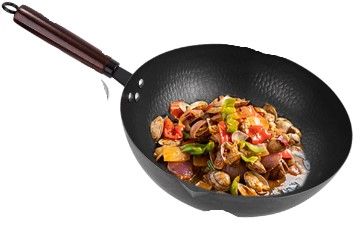 Photo 1 of 12.8"Carbon Steel Wok - with Wooden Handle and Lid, For Electric,Induction and Gas Stoves
handle is broken