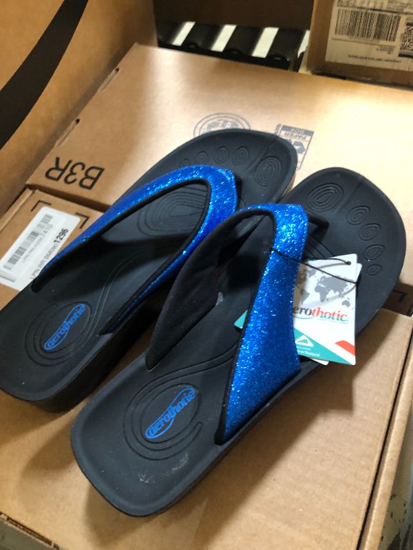 Photo 3 of AEROTHOTIC Original Orthotic Comfort Thong Style Flip Flops Sandals for Women with Arch Support for Comfortable Walk Size 11 Crystal Blue