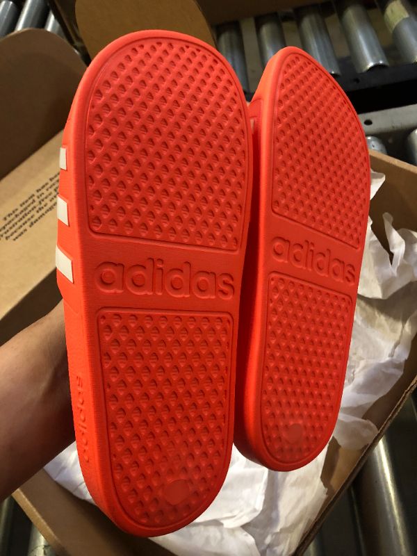 Photo 1 of adidas Unisex-Adult Adilette Aqua Slides Sandal Size 8 Solar Red/White/Solar Red