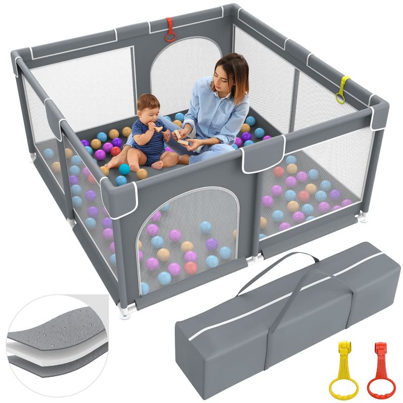 Photo 1 of Baby Playpen , Baby Playard, Playpen for Babies with Gate Indoor & Outdoor Kids Activity Center with Anti-Slip Base , Sturdy Safety Playpen with Soft Breathable Mesh , Kid's Fence for Infants
