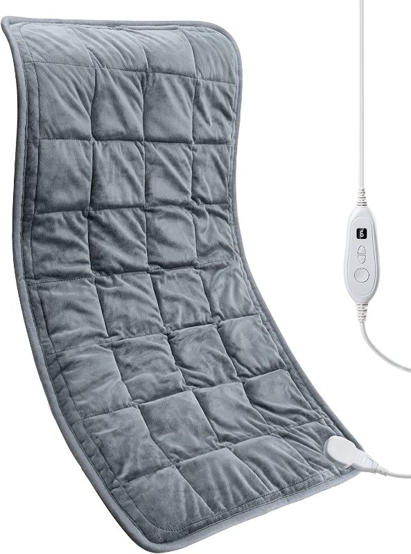 Photo 1 of  Weighted Heating Pad, EVAJOY 17''x 33" Extra-Large Electric Heating Pad for Back Pain Relief w/ 6 Heat Settings 2H Auto Shut-Off, 4.9lbs BPA-Free Beads Heat Pad for Shoulder Arms Legs Cramps Washable
