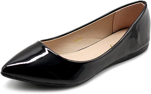 Photo 1 of Amazon Essentials Women's Shoe Ballet Basic Pointed Toe Comfort Enamel Flat