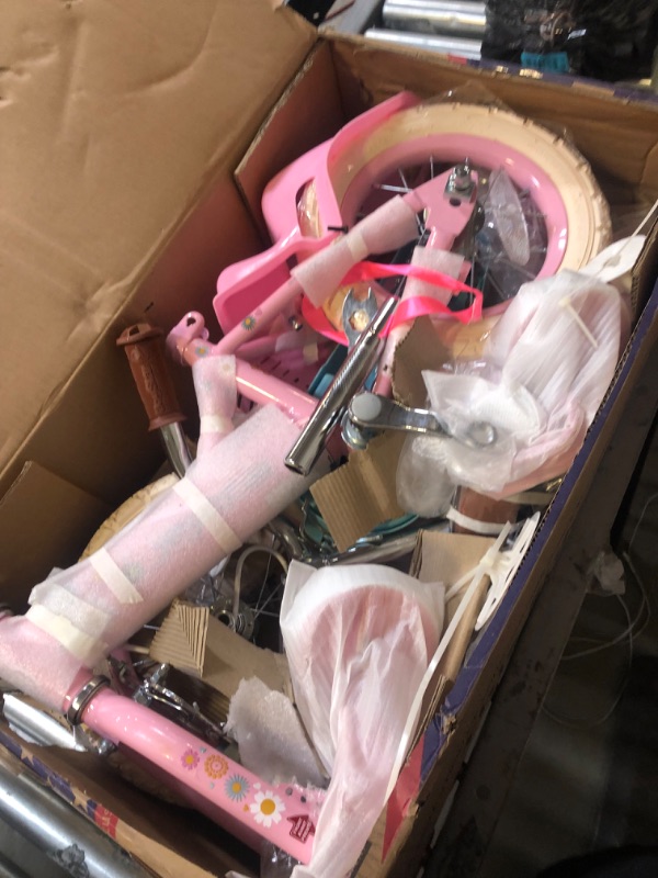 Photo 3 of JOYSTAR Little Daisy 12 Inch Kids Bike for 2 3 4 Years Girls with Training Wheels Princess Kids Bicycle with Basket Bike Streamers Toddler Cycle Bikes Pink --- HARDWARE LOOSE IN BOX / MAY BE MISSING HARDWARE 
