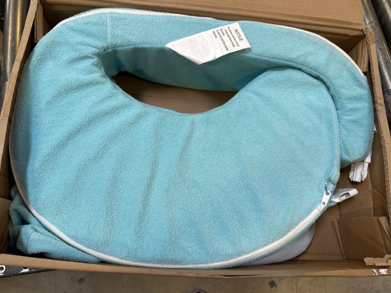 Photo 2 of My Brest Friend Deluxe Nursing Pillow for Breastfeeding & Bottle Feeding, Enhanced Posture Support, Double Straps & Removable Extra Soft Slipcover, Aqua Deluxe Aqua