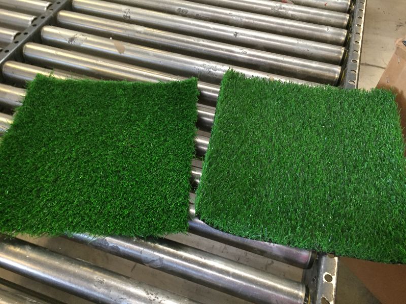 Photo 2 of Artificial Grass Squares - 12" x 12" Fake Green Grass Squares Panels for Indoor and Outdoor Use - Fake Grass Patches for Lawn - Pack of 2