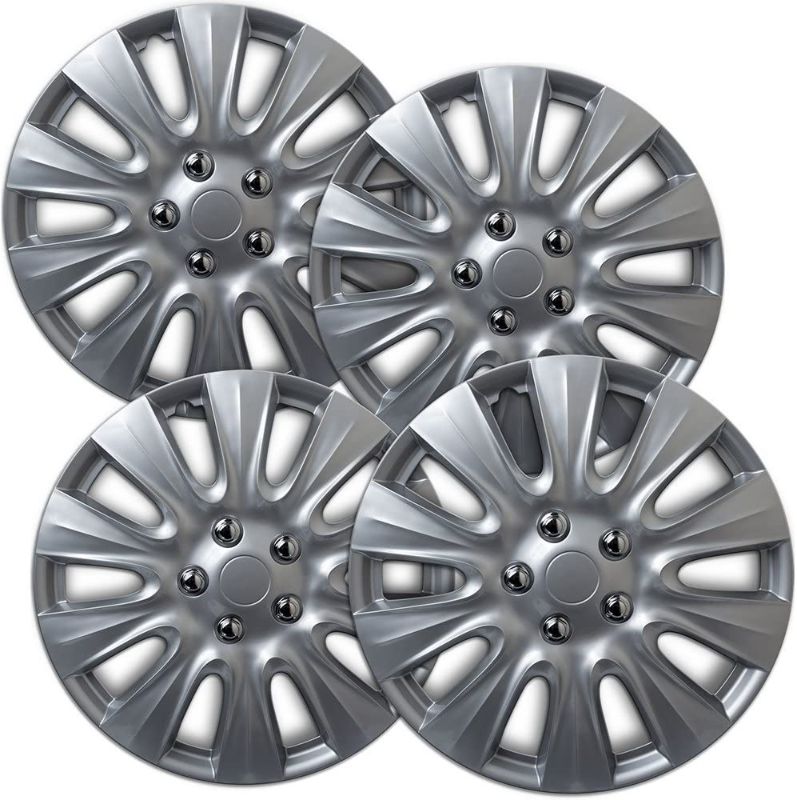 Photo 1 of 17 inch Hubcaps Best for 2011-2014 Chysler 200 - (Set of 4) Wheel Covers 17in Hub Caps Silver Rim Cover - Car Accessories for 17 inch Wheels - Snap On Hubcap, Auto Tire Replacement Exterior Cap