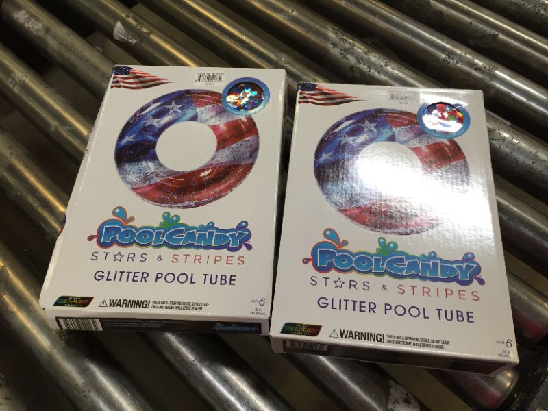 Photo 2 of 2 PACK Poolcandy Stars Stripes Glitter Pool Tube, 36"