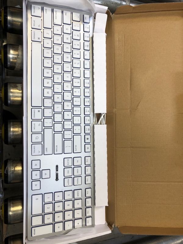 Photo 3 of Cherry KC 6000 Slim Keyboard Made with Mac Layout. with 12 Apple Specific Functions. Scissor Tech Typing for Near Silent. Alternative to Magic Keyboards. USB-A Wired. US Layout White and Silver.