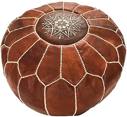 Photo 1 of  Premium Moroccan Leather Pouf Cover, Ottoman Footstool Hassock 100% Real Natural Leather pouffe, Home Gifts, Wedding Gifts, Foot Stool (Dark Brown)
JUST THE COVER *************