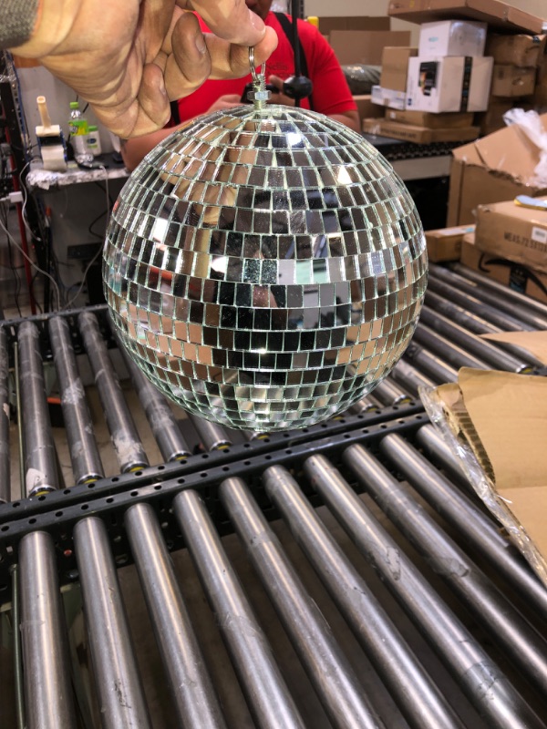 Photo 2 of Alytimes Mirror Disco Ball - 8-Inch Cool and Fun Silver Hanging Party Disco Ball –Big Party Decorations, Party Design