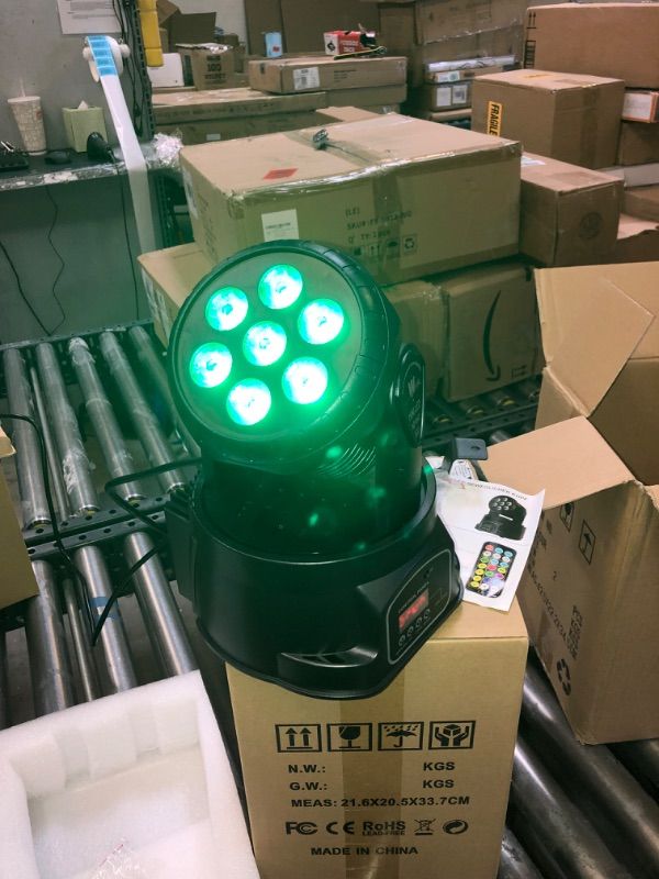Photo 1 of U`King Moving Head Light RGBW Stage Lighting DJ Lights 7 x 10W LED Beam Spotlight 9/14 CH Wash Light with DMX and Sound Activated for Church Wedding Parties Live Show Bar (Black