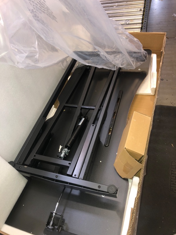 Photo 1 of FEZIBO Standing Desk with Height Adjustable 37 Inches Standing Desk Converter Stand up Riser Tabletop Workstation Fits Dual Monitor Rustic Brown