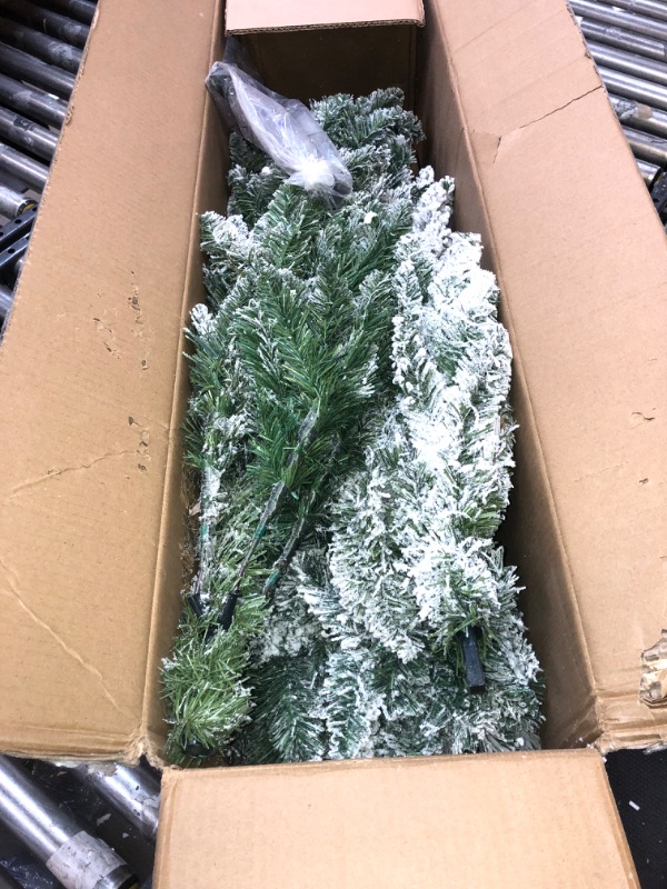 Photo 3 of Artificial Christmas Trees,Classic Pencil Tree with White Snow Flocked,Unlit 5/6/7FT