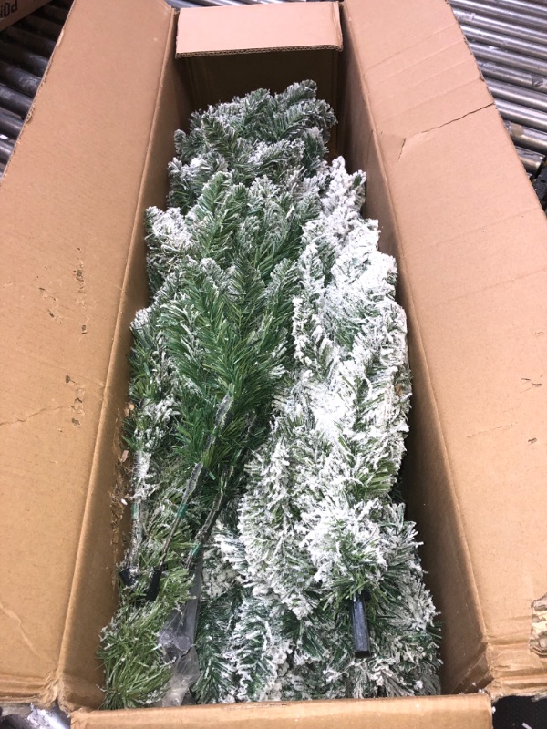 Photo 2 of Artificial Christmas Trees,Classic Pencil Tree with White Snow Flocked,Unlit 5/6/7FT