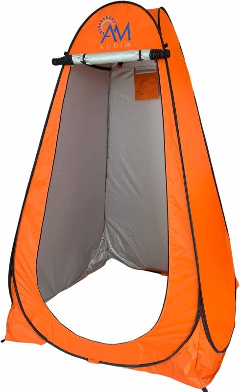 Photo 1 of AUDA AUDIM Pop Up Privacy Tent - Camping Shower Tent - Outdoor Sun Shelter - Toilet Tent - Portable Dressing Room - Waterproof, Easy Set Up, Foldable, Lightweight, and Sturdy Carry Bag AM001 Orange

