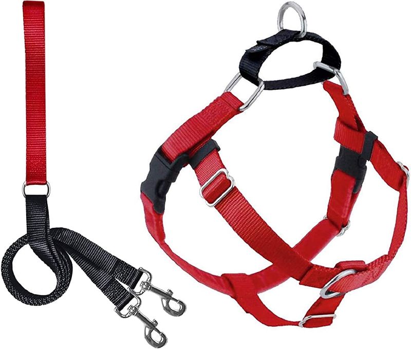 Photo 1 of 2 Hounds Design Freedom No Pull Dog Harness | Adjustable Gentle Comfortable Control for Easy Dog Walking |for Small Medium and Large Dogs | Made in USA | Leash Included | 5/8" XS Red
