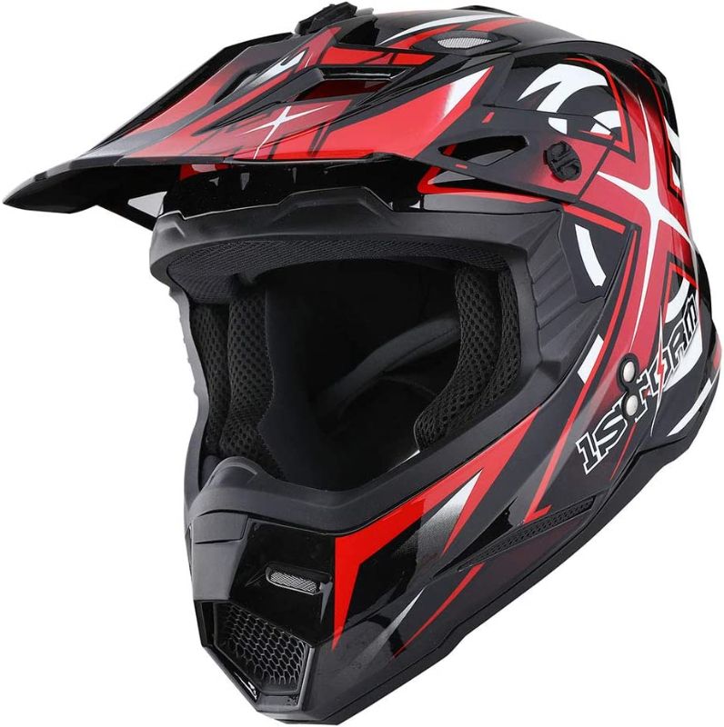 Photo 1 of 1Storm Adult Motocross Helmet BMX MX ATV Dirt Bike Four Wheeler Quad Motorcycle Full Face Helmet Racing Style: HF801 Sonic Red MEDIUM
