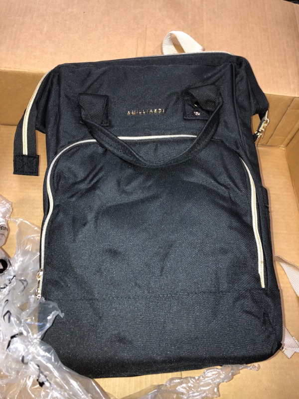 Photo 2 of AMILLIARDI Diaper Bag Backpack - 6 INSULATED Bottle Holders - Detachable Stroller Straps (Black)